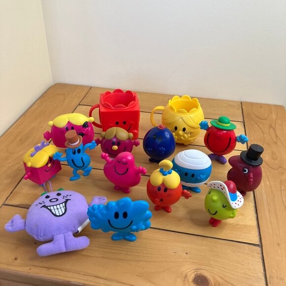 Mr Men & Little Miss Plastic 12 Toys + 2 Cups + 1 Plush THOIP McDonald's 2019-20 - Picture 1 of 6